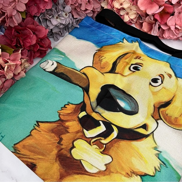 Eco-Friendly Goofy Golden Retriever Dog Folding Tote Bag - Picture 5 of 15